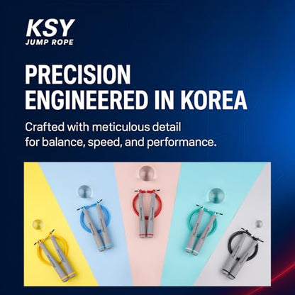 Jump Rope for Men and Women (Grand Prix Ultra Speed Series) – Adjustable Wire Rope for CrossFit, Boxing, and Fitness Training – Smooth, Fast, Tangle-Free Rotation (Made in Korea) - color: Gray/Sky