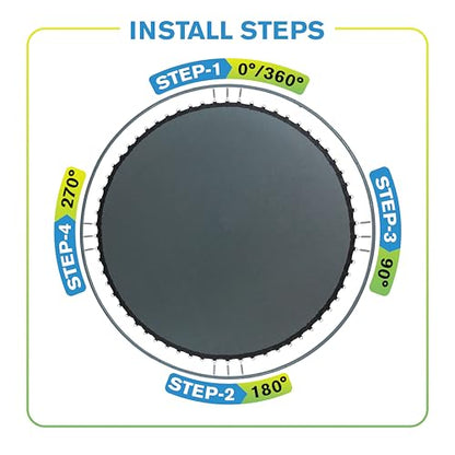 Machrus Upper Bounce Trampoline Replacement Mat 7.5FT 8FT 10FT 11FT 12FT 13FT 14FT 15FT 16FT with V-Rings - UV & Water Resistant (96 V-Rings for 7" Springs, 16 ft)