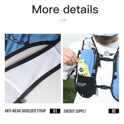 BlueField Running Hydration Backpack Vest for Women and Men 5L Lightweight Trail Runing Hydration Vest Pack Backpack for Running, Cycling, Climb - color: Black with 2*500ML+1.5L