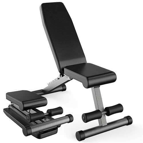 Finer Form 5-in-1 Weight Bench for Home Gym, Adjustable and Foldable