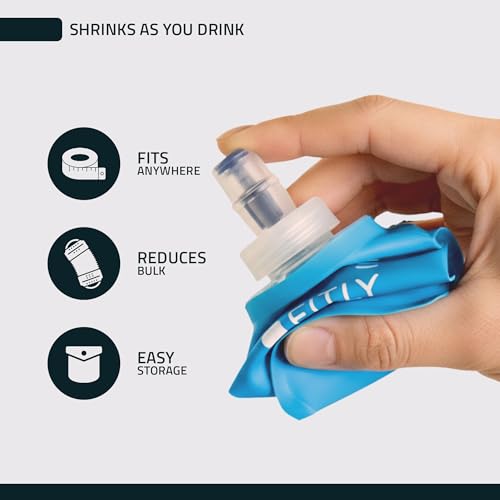 FITLY FLASKS Combo - 3 Handheld Soft Flask, Collapsible Water Bottles for Running, Marathon, Hiking, Cycling (5 oz, 8.5 oz, 13.5 oz / 150-250-400 ml) - color: Blue, style: Sporty