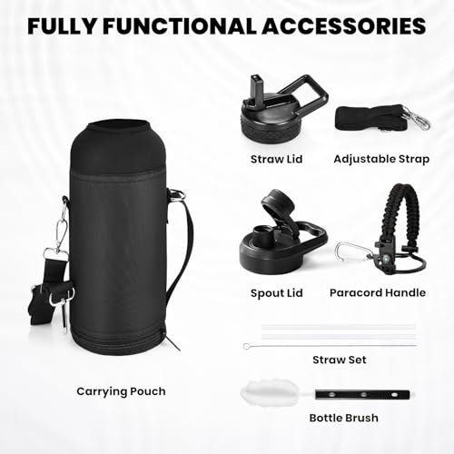 RAYMYLO Insulated Water Bottle 32 oz, Triple Wall Vacuum Stainless Steel - color: Magic Black, size: 32 Ounces