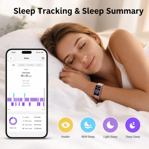 KPEP Fitness Tracker with 24/7 Heart Rate/SpO2/Blood Pressure/Sleep Monitor - color: Pink