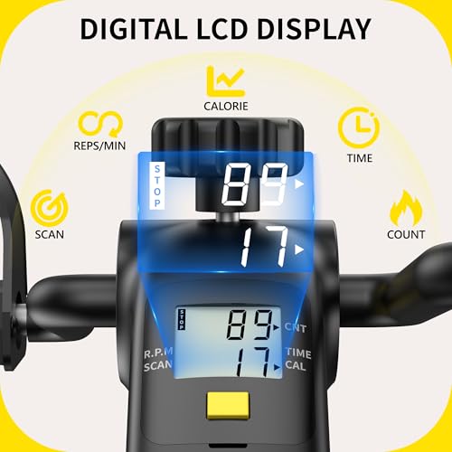 MOMODA Under Desk Bike Pedal Exerciser with LCD Display Portable Mini Exercise Bike for Arm and Leg - color: Black