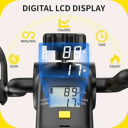 MOMODA Under Desk Bike Pedal Exerciser with LCD Display Portable Mini Exercise Bike for Arm and Leg - color: Black