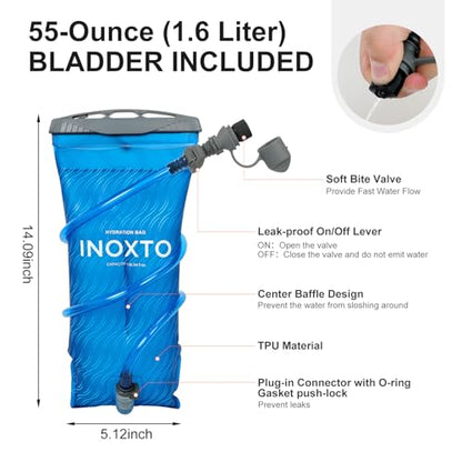 IX INOXTO Running Vest Hydration Backpack, Lightweight Running Backpack Hydration Pack with 1.6L Water Bladder Daypack for Trail Running Hiking Cycling Race Marathon for Women Men - color: White