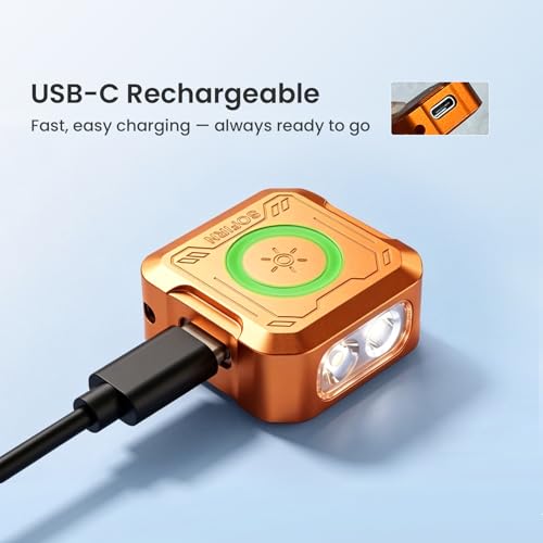 sofirn SE1 Mini Keychain Flashlight, 300LM Rechargeable EDC Light UV RGB - color: Orange-SE1