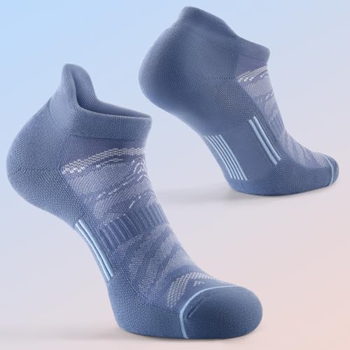 FITRELL Men's 6 Pack Ankle Running Socks Low Cut Cushioned Athletic Sports Socks 7-9/9-12/12-15 - color: Blue Smoke, size: 12-15