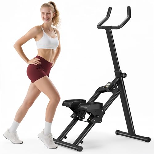soges Stair Stepper w/Handlebar, Folding Vertical Aerobics for Home, Black