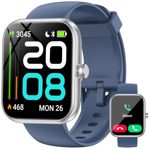 Smart Watch for Men with Alexa, 1.83" Full Touch Screen Fitness Watch with Heart Rate Sleep Tracking, 130+ Sport Modes, IP68 Waterproof, Bluetooth Call Activity Tracker Compatible with Android & iOS - color: Blue