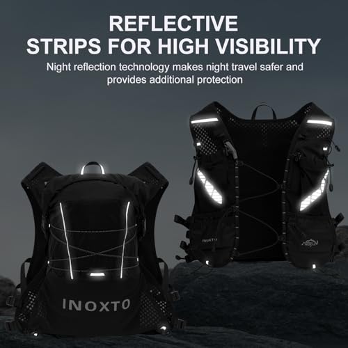 IX INOXTO Running Vest Hydration Backpack, Lightweight Running Backpack Hydration Pack with 1.6L Water Bladder Daypack for Trail Running Hiking Cycling Race Marathon for Women Men - color: Black