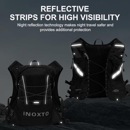 IX INOXTO Running Vest Hydration Backpack, Lightweight Running Backpack Hydration Pack with 1.6L Water Bladder Daypack for Trail Running Hiking Cycling Race Marathon for Women Men - color: Black