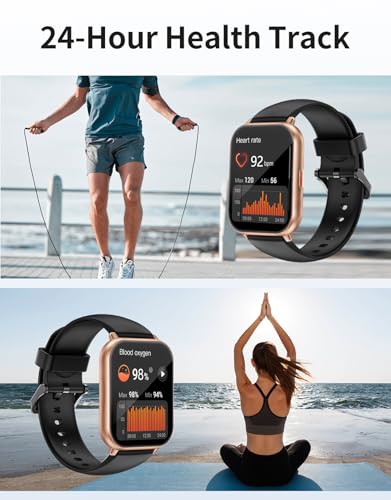 RUIMEN Smart Watches for Men Women (Answer/Make Call, 2 Bands), 1.8", BK/GD - color: Black/Copper