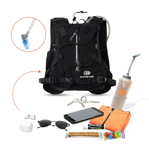 Orange Mud Endurance Pack V3.0 Running Vest – 2L Hydration Backpack for Trail Running, Hiking & Cycling – Lightweight, Breathable Mesh, Gear Pockets, Trekking Pole Loops - color: Black