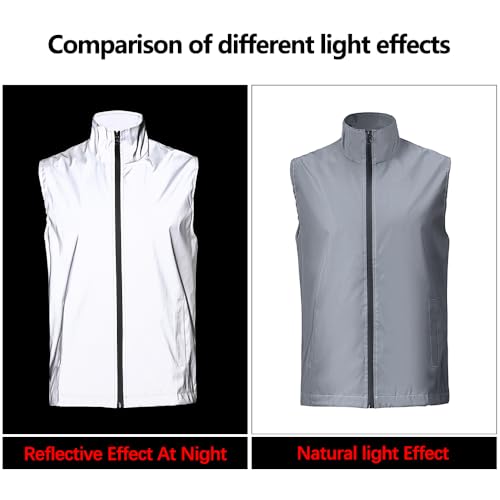 Men's Four Seasons Can Be Used for Outdoor Night Running, Cycling, Night Shiny Vest Couple Sleeveless Jacket - size: Medium