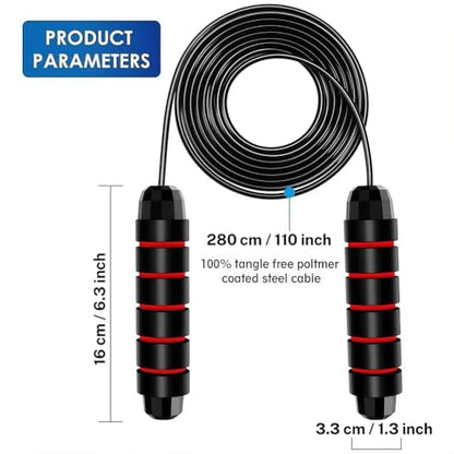 Adjustable Jump Rope,9.8 Feet Skipping Ropes for Fitness,Tangle-Free Rapid Speed with Ball Bearings