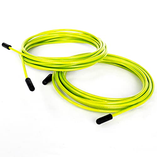 BRANK SPORTS® Pack of 2 Replacement Steel Ropes for all Jump Ropes | Length 12' | 2 Diameters and 7 Colors to Choose From | Replacement Bindings Included | Ideal for Advanced to Double Under - color: Yellow