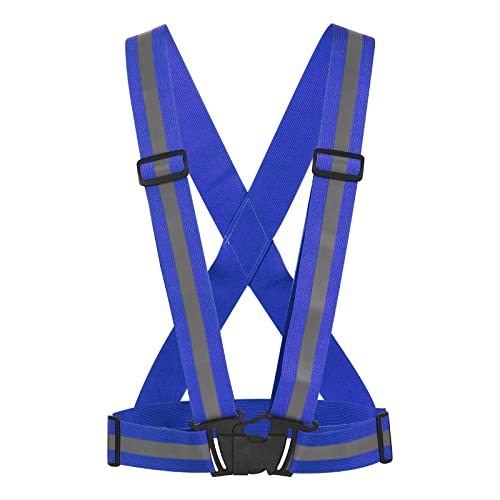 MECCANIXITY Reflective Vest Adjustable 360 Degree High Visibility Safety Vest for Cycling Running Walking - color: Blue