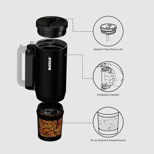 23oz Insulated Tumbler with Foldable Handle & 10oz Snack/Pill Container - color: black