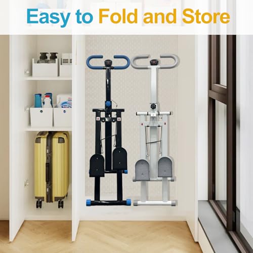 Stair Stepper for Home Vertical Climber, Foldable Full Body Exercise Aerobic Climbing Machines, Mountaineering Fitness Equipment with Adjustable Handles (Black)