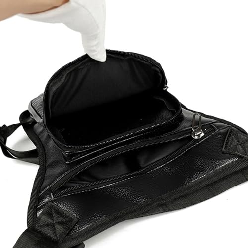 Milageto Drop Leg Bag, PU Tactical Thigh Pack with Detachable Leg Strap, Multi-Pocket Zippered Waist Pack for Outdoor Cycling and Hiking - color: Style E Black