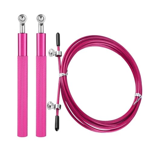 Aluminum Alloy Jump Rope with Ball Bearings – Skipping Rope for Speed Training, Non-Slip Grip and Adjustable PVC Cable - color: Pink