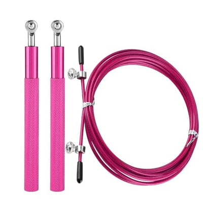 Aluminum Alloy Jump Rope with Ball Bearings – Skipping Rope for Speed Training, Non-Slip Grip and Adjustable PVC Cable - color: Pink