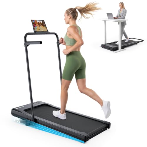 DeerRun Under Desk Walking Pad Treadmill for Home Office & Small Spaces, 6% Manual Incline, 0.6–3.8 MPH Walking Speed, 2.5 HP, 300 lb Capacity, App & Remote Control - color: Rich Black