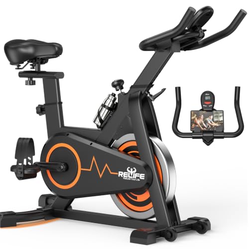 RELIFE REBUILD YOUR LIFE Exercise Bike, Friction Stationary Bike for Home - color: Black-02