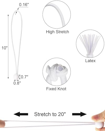 ABINLIN Ball Bungee Cords 10 Inch, 25 Pcs Bungee Cords with Balls, White - size: White 10 Inch 25Pcs, style: Bungee Balls