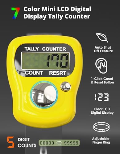 KTRIO Electronic Finger Counter, 5-Digit LCD Number Clicker - color: 7 Colors