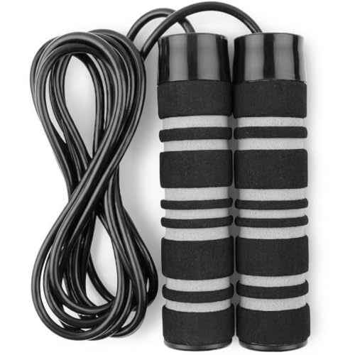TKO 1/4 LB Weighted Jump Rope with Memory Foam Handles & Thick Speed Cable | Premium Skipping Rope for Home Fitness, Cardio, Boxing, MMA & CrossFit | Build Strength and Endurance with Every Jump - Black