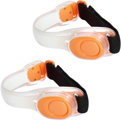 Premium LED Light Up Armband, Reflective Adjustable Wearable Silicone Running Belt Strap/Waterproof Glow in The Dark for Running Jogging Walking Cycling Concert Camping Outdoor Sports - color: Orange - 2 Packs