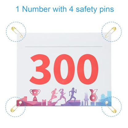 PATIKIL Tearproof Running Bib Numbers, Medals Waterproof Race Competitor Numbers with Safety Pin for Marathon Sports Game Competition Runner - style: 1-300