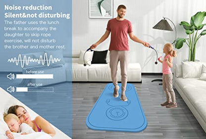 Jump Rope Mat Shockproof Exercise Skipping Mat All-Purpose Extra Thick High Density Anti-Tear Exercise Yoga Mat, Non Slip for Indoor and Outdoor - color: Light Blue