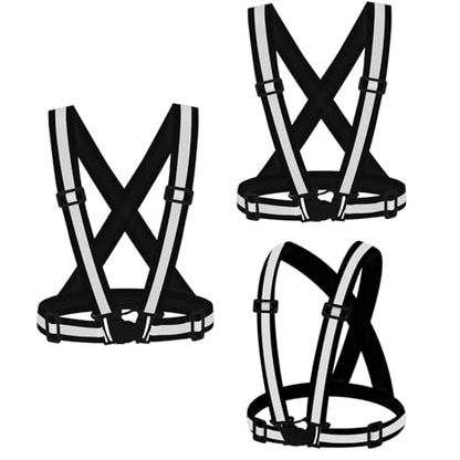 3PCS Reflective Vest Running Gear - color: Black X3