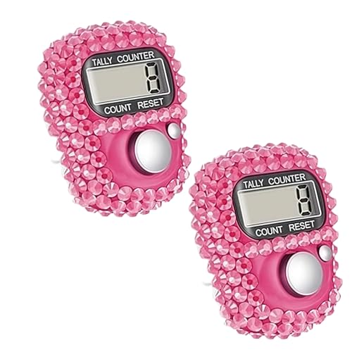 2Pcs Pink Electronic Finger Tally Counter Clicker Counter,Convenient Portable Digital Display Tally Counter, Digital Tally Counter with LCD Display, Portable Hand Counter for Sports, Golf, Counting