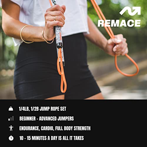 Level 1 Weighted Jump Rope Set - (1/4LB, 1/2LB) Workout Set for Fitness, Exercise and Boxing - Speed Ropes for Beginner to Intermediate Jumpers - Two Included - size: Large - 9’ (user height 5’9” - 6’2.5”)
