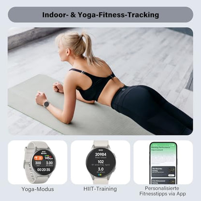 Smart Watch for Women, Built-in Alexa, GPS, HRV, VO2 Max, Blood Oxygen, Sleep & Stress Monitor, BT Calling, Compass, Altimeter, 1.32" AMOLED, Fitness & Women’s Health, Waterproof, iPhone Compatible - color: Starlight Gray