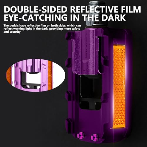 Folding Bike Pedals, All Aluminum Alloy Non-Slip Bike Pedals - color: Purple