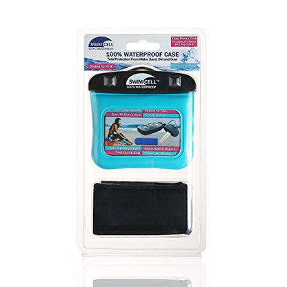 SwimCell Waterproof Key Pouch for Swimming with Armband & Lanyard - Blue - color: Blue, size: Key Case 3 x 4 inches