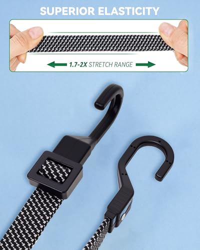 80" Flat Adjustable Bungee Cords with Hooks, 3X Faster to Adjust the Length - size: 80 Inch, style: Adjustable