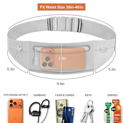 Slim Running Belt for Women Men,Phone Holder Waist Pack,Runners Fanny Pack - color: Light Gray