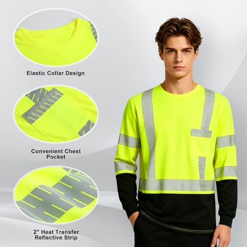 Safety Shirts Hi Vis Construction Shirts for Men and Women - color: Yellow-1, size: XX-Large