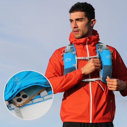 IX INOXTO Running Vest for Women Men, Adjustable Chest Straps Running Hydration Vest with 500ml Soft Flask, Lightweight Breathable Reflective Hydration Backpack for Hiking - color: blue with 500ml