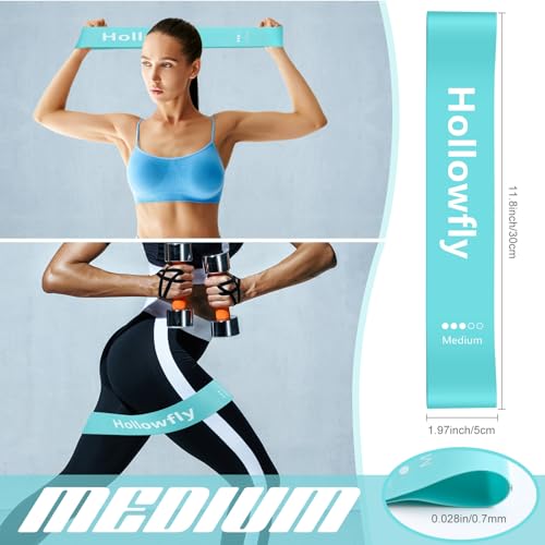 Hollowfly 12 Pcs Latex Resistance Loop Exercise Bands for Booty Workout Stretch Exercise Bands Non Slip for Legs Squat Resistance Loop Women Men Starter Butt Hip Thigh Fitness - color: Light Blue, style: Medium