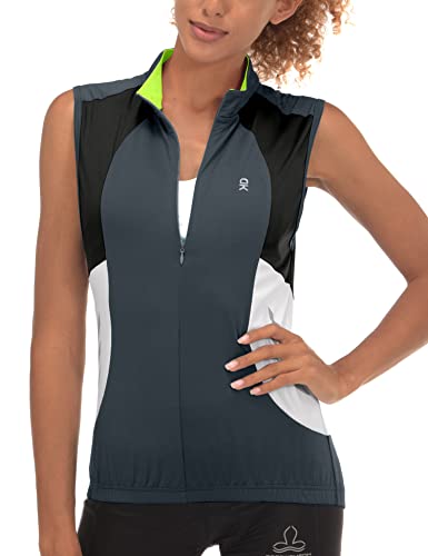 Little Donkey Andy Women's Half Zip Breathable Cycling Vests Reflective Sleeveless Jerseys Shirts Golf 4 Rear Pockets - color: Upgraded Steel Grey, size: XX-Large