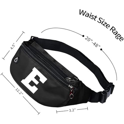Fanny Packs for Men and Women Water-Repellent Sports Waist Pack Bag - color: 1pack-Black Letter E