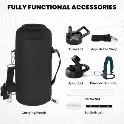 RAYMYLO Insulated Water Bottle 87 oz, Triple Wall Vacuum Stainless Steel - color: Dark Green, size: 87 Ounces