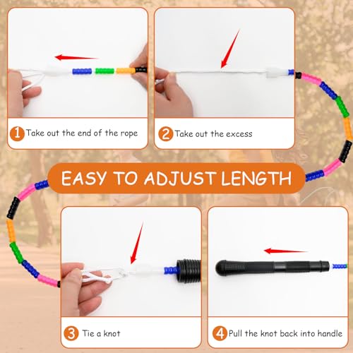 Beaded Jump Rope 1 Pack/2 Pack, ACEONE Segmented Skipping Rope for Kids Adults, Adjustable Tangle-Free Toddler Jumping Rope for Fitness Exercise Training - color: Rainbow Green